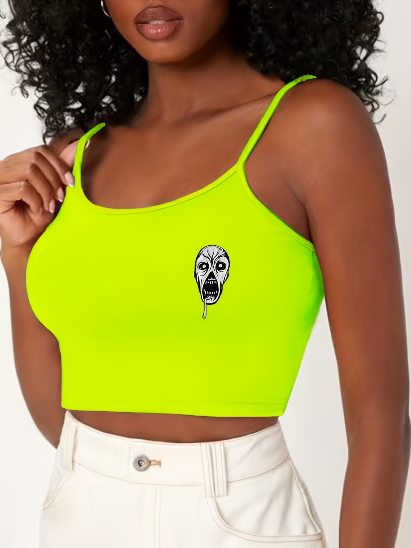 Gothic Skull Print Cami Sleep Tops Sleeveless Halloween Top