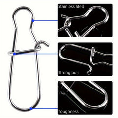 50pcs Fishing Hook Connector Duo Lock Snap Freshwater Saltwater Accessory