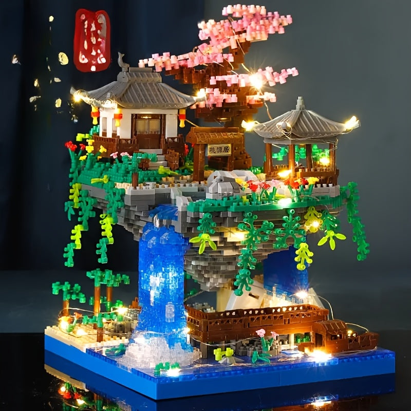 Vintage Peach Blossom Pond Garden Building Blocks 4705pcs DIY Construction Toys