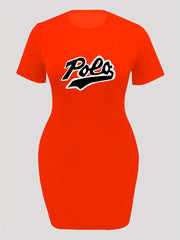 Casual Dress Women's Plus Art Letter Print Short Sleeve