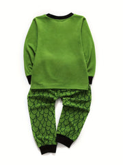 Boys Dinosaur Graphic Print Pajama Set, Long Sleeve Tee & Pants