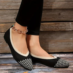 Plaid Canvas Ballet Shoes Pointed Toe Slip on Comfortable Spring Shoes