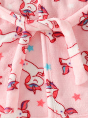 Toddler Unicorn Hooded Bathrobe Flannel PJ