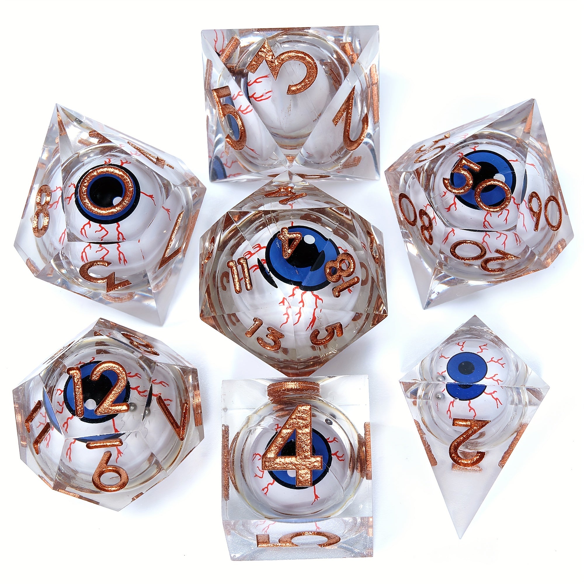 7pcs Floating Eyeball Polyhedral Sharp Edge Dice Set Roleplaying Game Gift