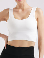 Sexy U Neck Wide Straps Sleeveless Crop Top