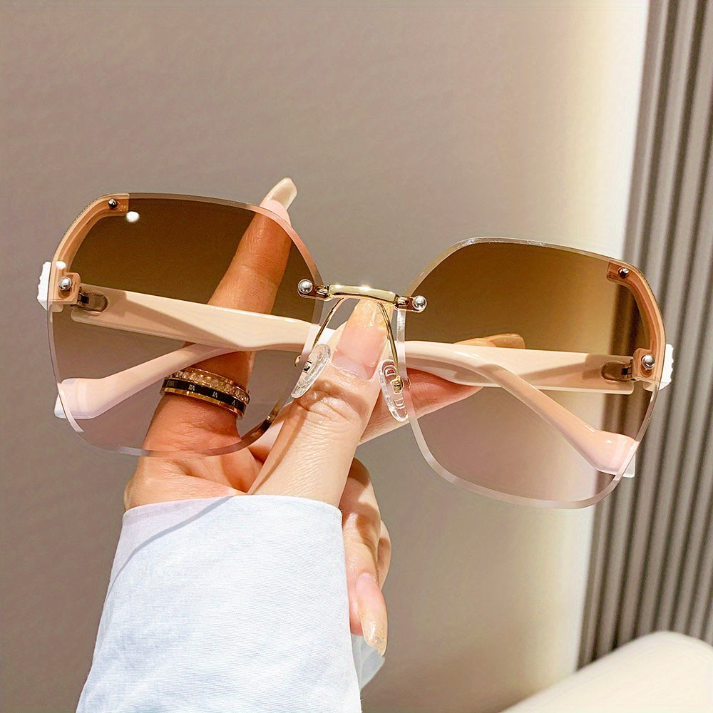 Polygonal Rimless Sunglasses UV400 Gradient Glasses