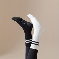 3 Pcs Striped Non-slip Yoga Socks for Pilates Barre Fitness