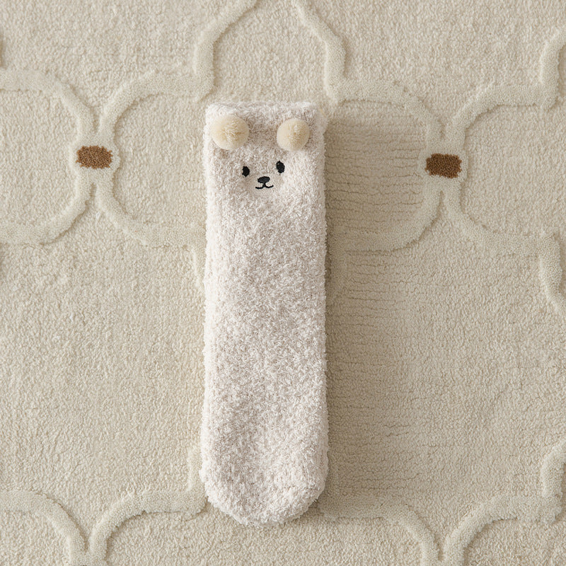 Women's Cartoon Fuzzy Socks Cozy Slipper Warm Coral Fleece Stocking