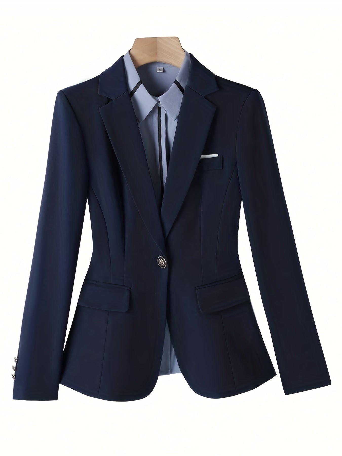 Button Front Lapel Blazer Long Sleeve Women's Clothing