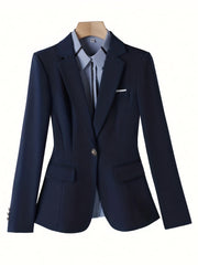 Button Front Lapel Blazer Long Sleeve Women's Clothing