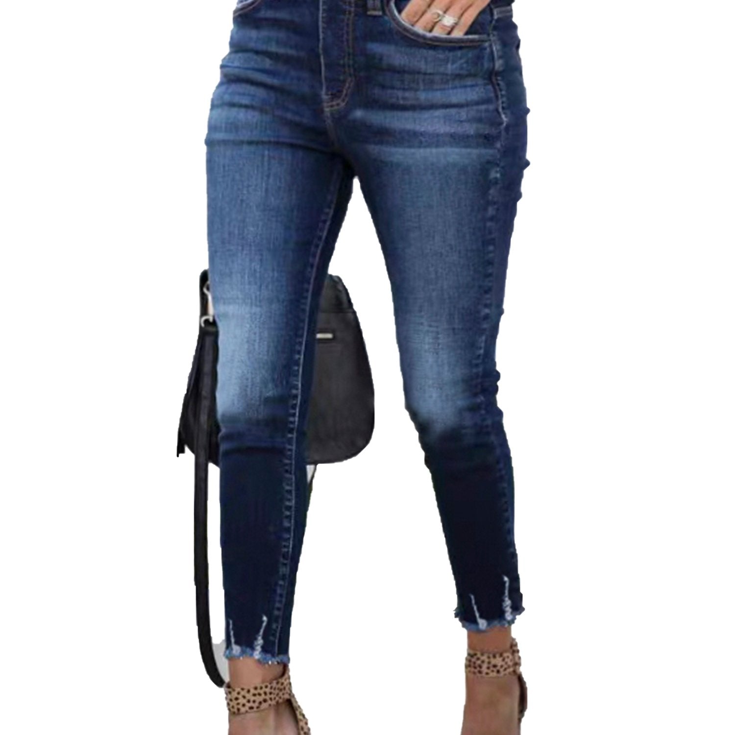 Women's Plus Fringe Trim High Stretch Jeans