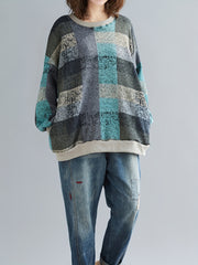 Geometric Print Crew Neck Sweatshirt Women's Clothing