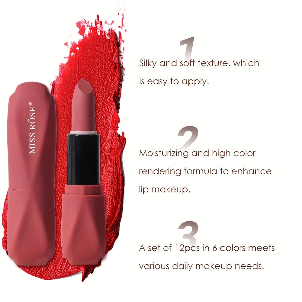 12pcs Matte Lipstick Kit Long Lasting Moisturizing Formula