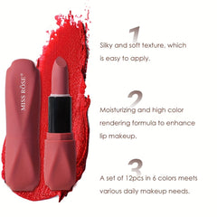 12pcs Matte Lipstick Kit Long Lasting Moisturizing Formula