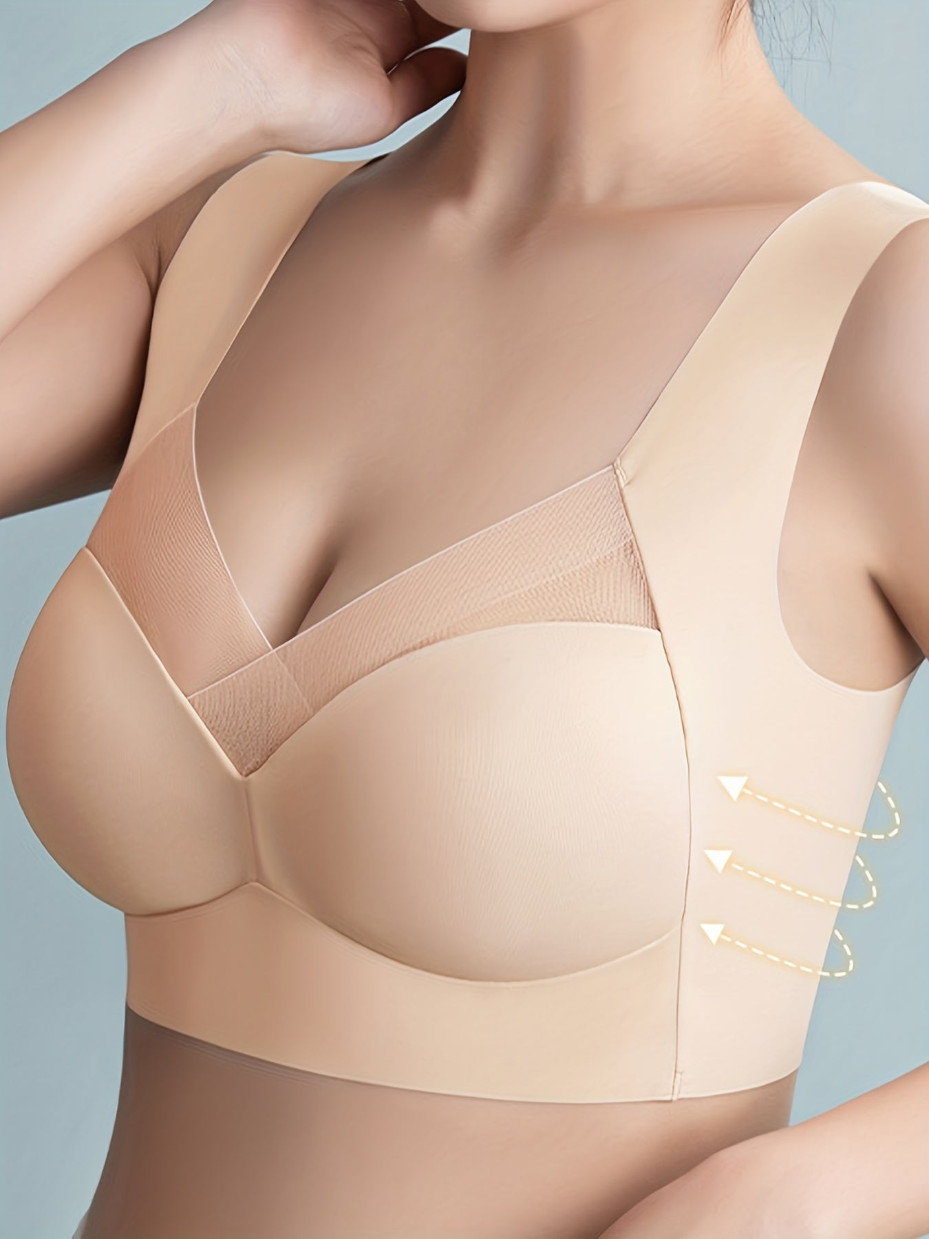 4pcs Contrast Mesh Wireless Push Up Bras Breathable Women's Lingerie