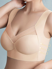 4pcs Contrast Mesh Wireless Push Up Bras Breathable Women's Lingerie