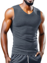 Men's Quick Dry Fleece Tank Top V Neck Sleeveless Shirt