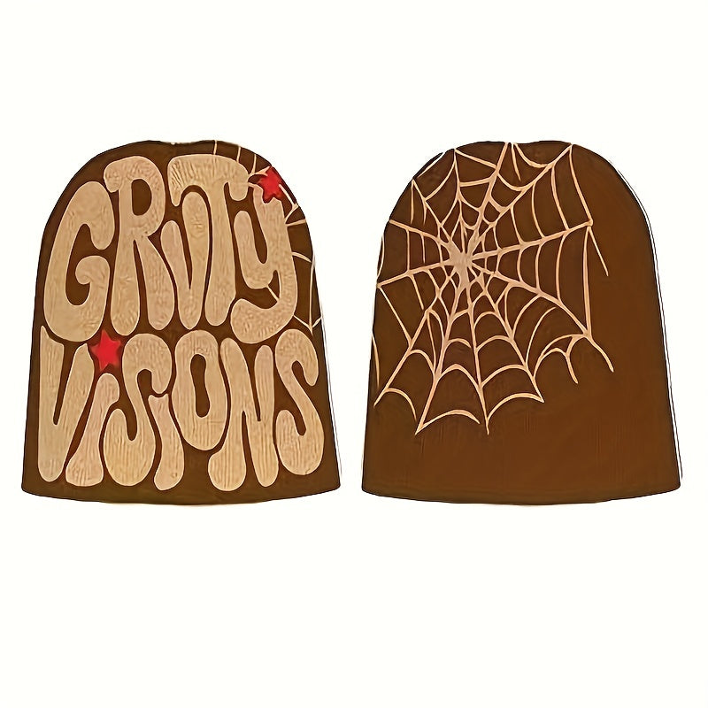 Y2K Reversible Beanie Spider Web Knit Hat