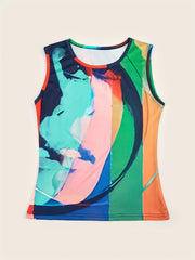 Watercolor Print Dopamine Tank Top for Summer