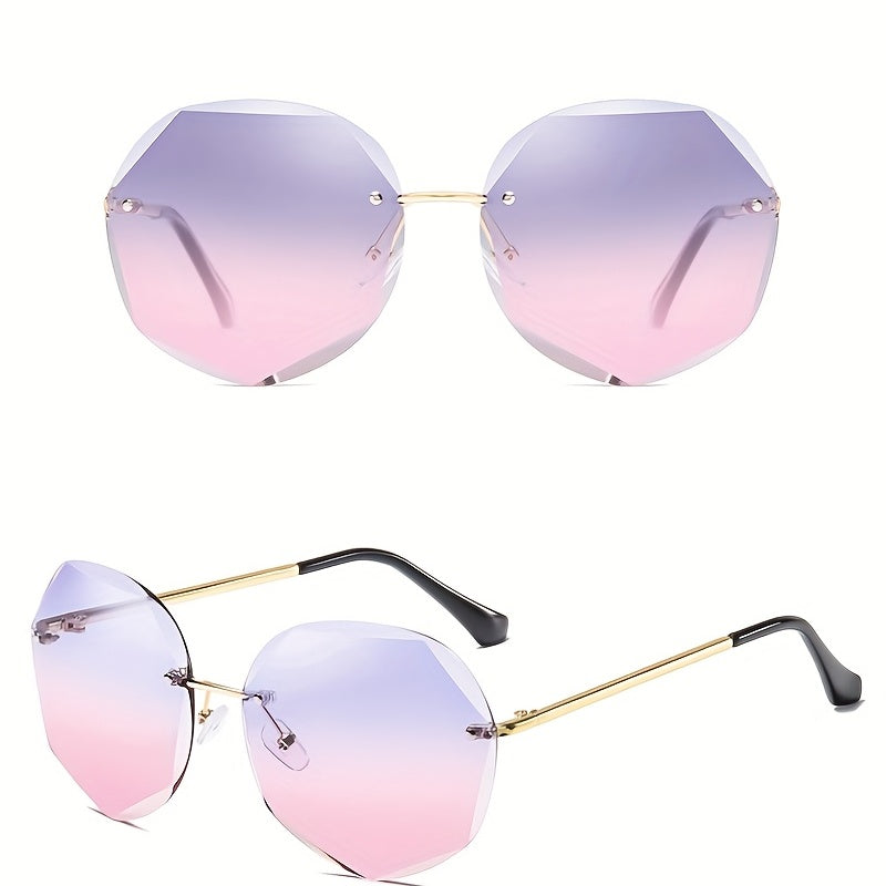 Large Rimless Sunglasses Gradient Metal UV400
