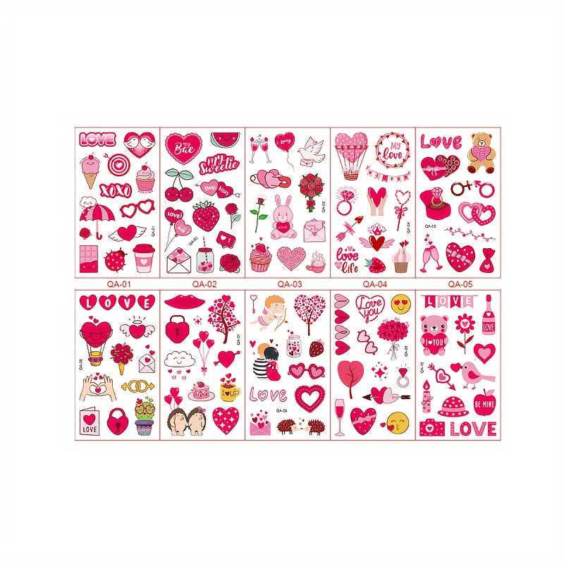 10pcs Love Tattoo Paste Couples Temporary Tattoo Stickers