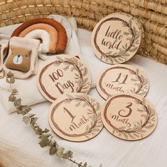 Wooden Flower Vine Milestone Birth Sign Growth Record Book