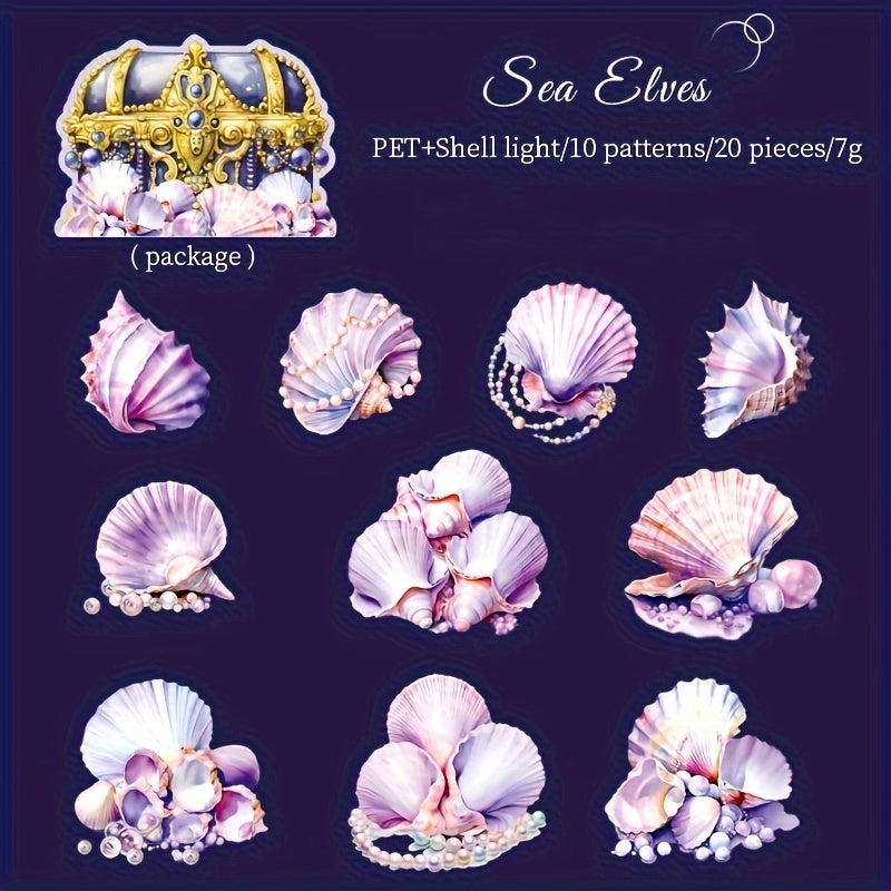 20pcs Seaside Treasure Shell Sticker Pack for Journal Decoration