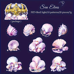 20pcs Seaside Treasure Shell Sticker Pack for Journal Decoration