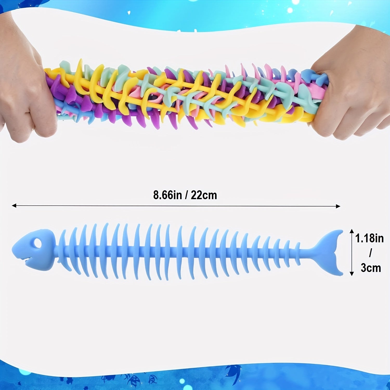 10pcs Fishbone Stretchy String Sensory Toys Anxiety Squeeze Toys For Adults
