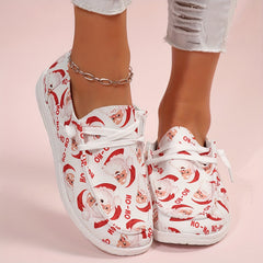 Christmas Elements Print Low Top Sneakers Lightweight Casual Shoes