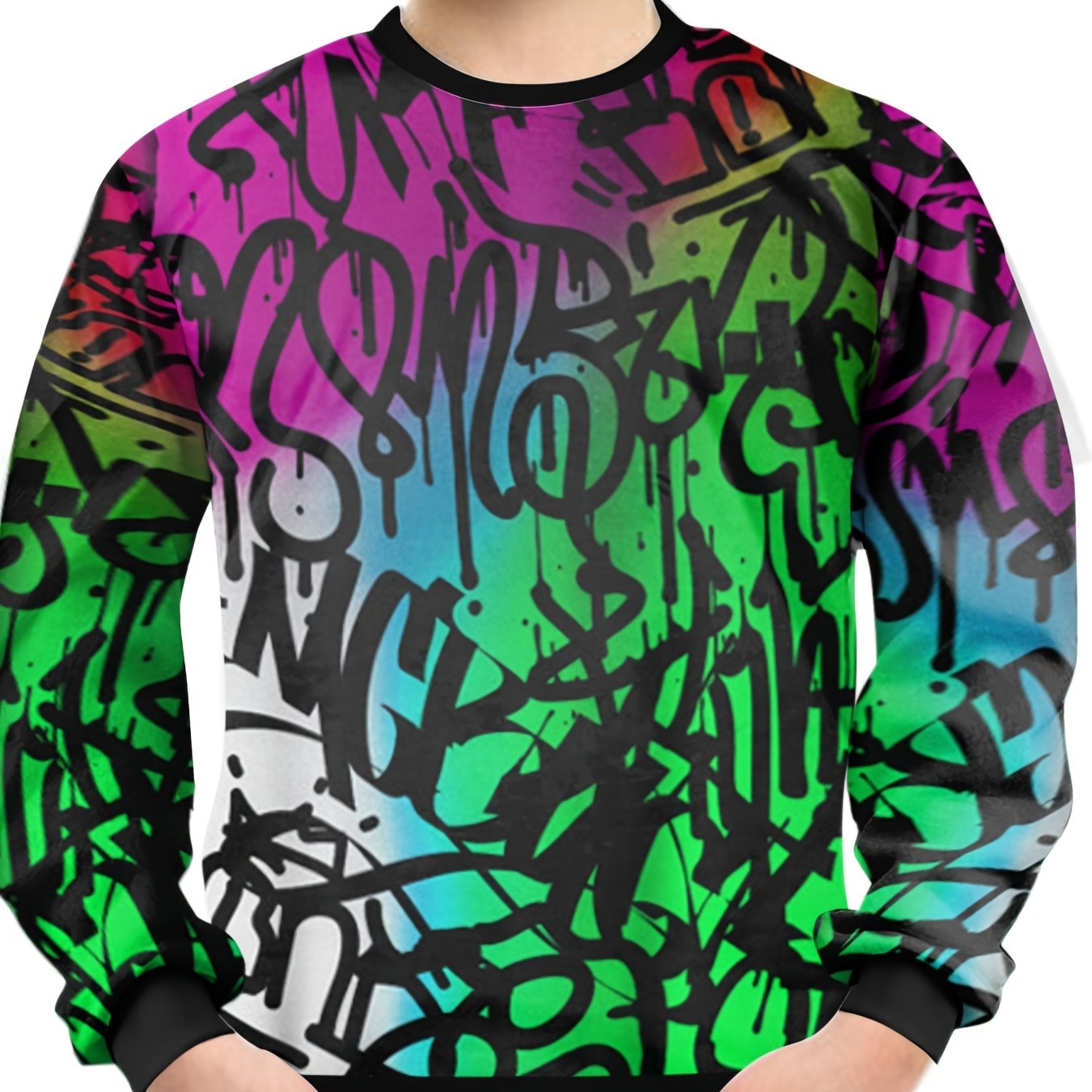 Graffiti Print Kid's Sweatshirt Pullover for Spring Fall Winter