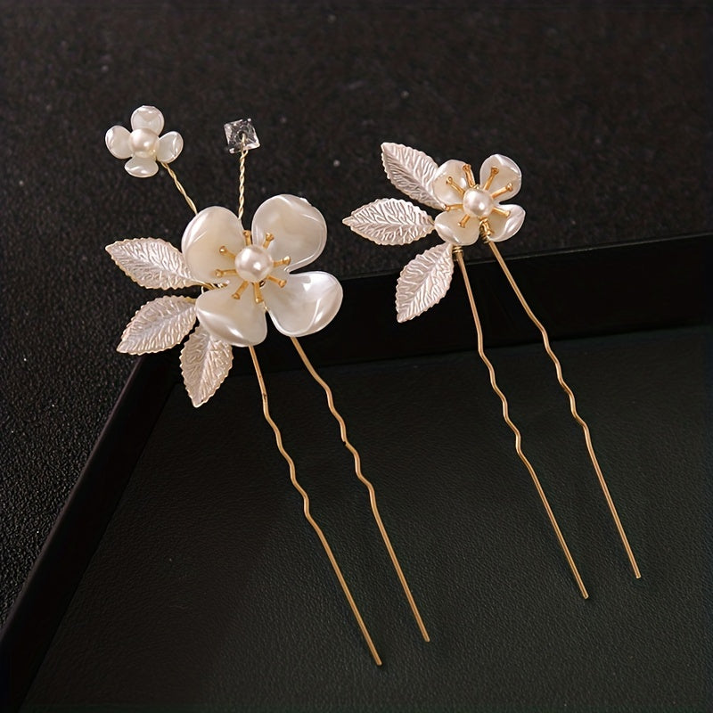 Bridal Flower Hair Comb Earrings Set Headwear Hair Comb