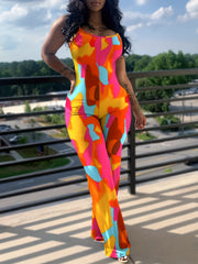 Boho Casual Sleeveless Jumpsuit For Spring & Summer Women's Clothing