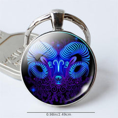 Zodiac Double Sign Keychain Pendant Vintage Lucky Bag Key Chain