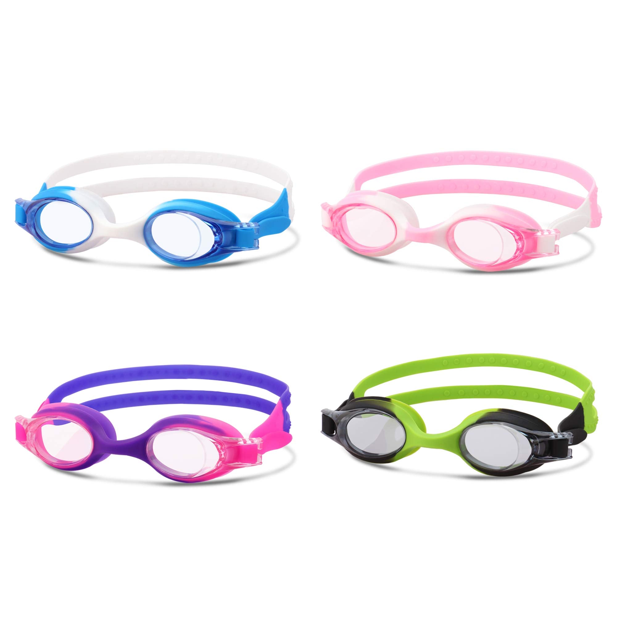 Kids Swimming Goggles 4 Pack Anti Fog UV Protection
