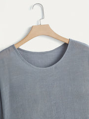 Casual Top Women's Plus Solid Short Sleeve Round Neck Oversized T