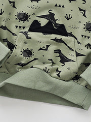 Boys Dinosaur Print Crewneck Hoodie Sweatshirt