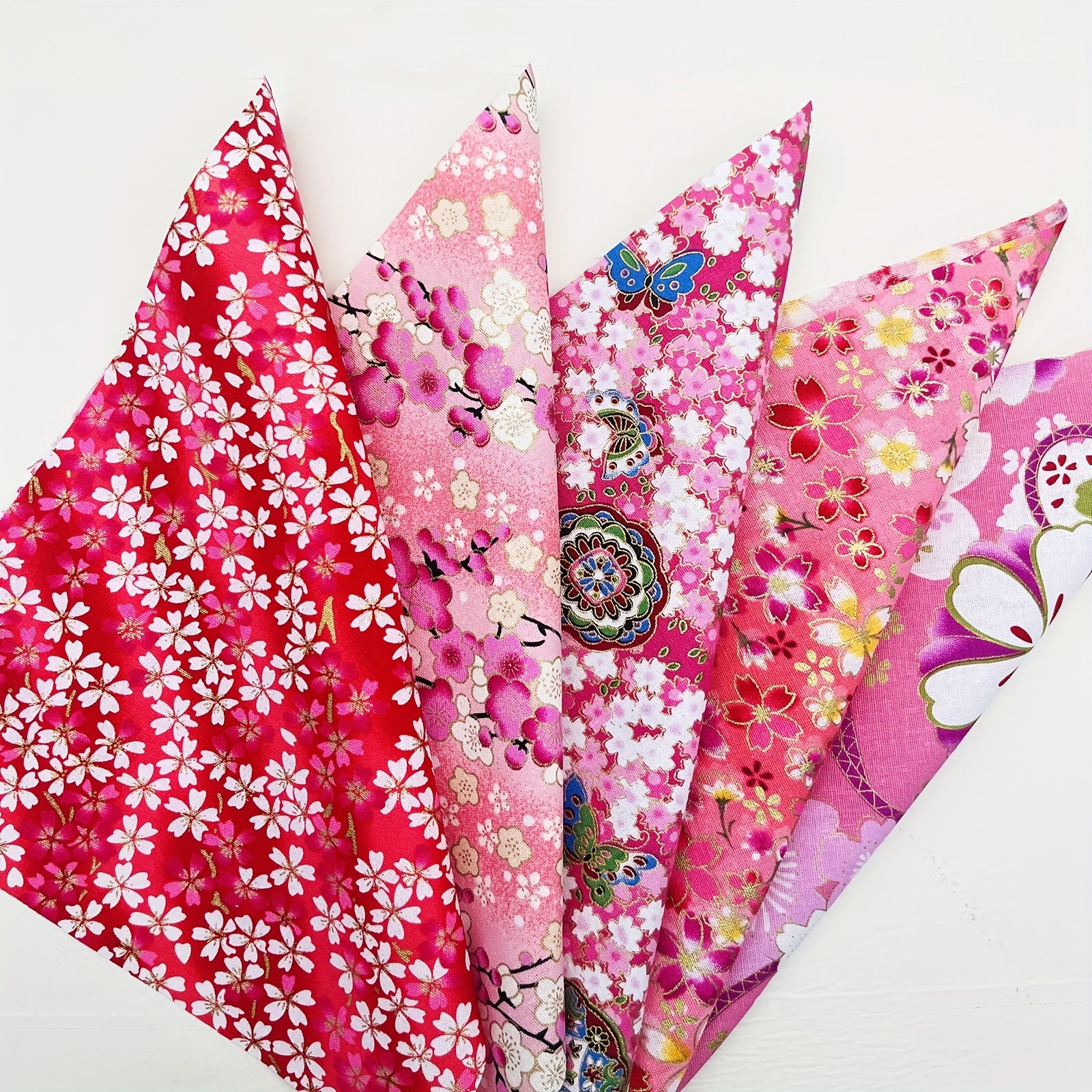 5pcs Japanese Print Cotton Quilting Fabric Bundle DIY Sewing Cloth Accessories