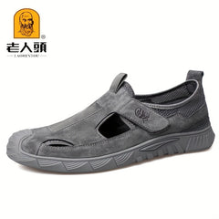 Men's Leather Breathable Hollow Out Sneakers Outdoor Hiking Shoes