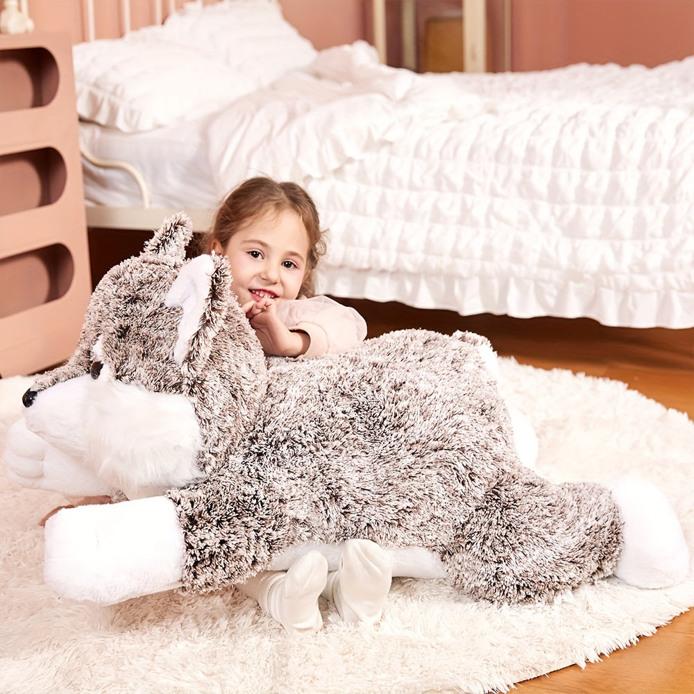 IKASA Giant Wolf Plush Toy Ultra Soft Fluffy Oversized Stuffed Animal