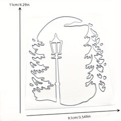 1pc DIY Christmas Tree Cutting Dies Street Lamp Background Carbon Steel Die