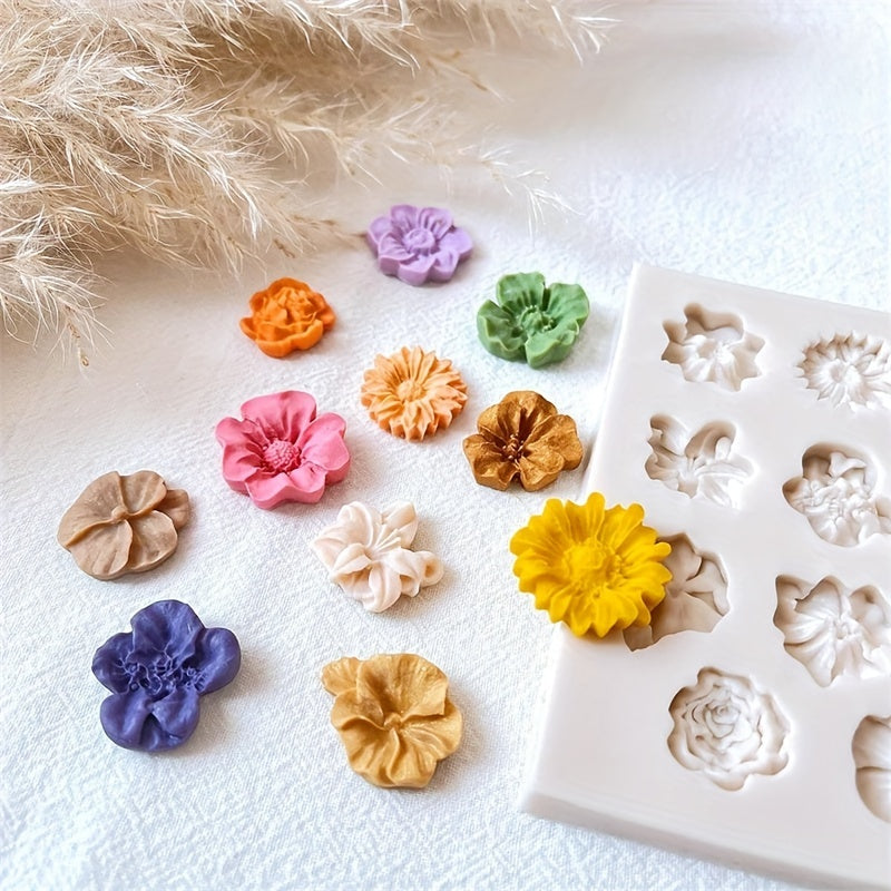 Daisy Silicone Mold for Polymer Clay Earrings, 1 Pc