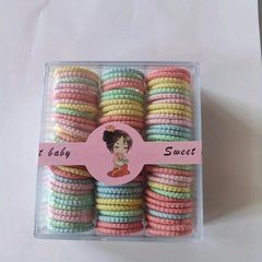 100pcs Girls Hair Tie Stretch Rubber Bands Ponytail Holders Hair Accessories