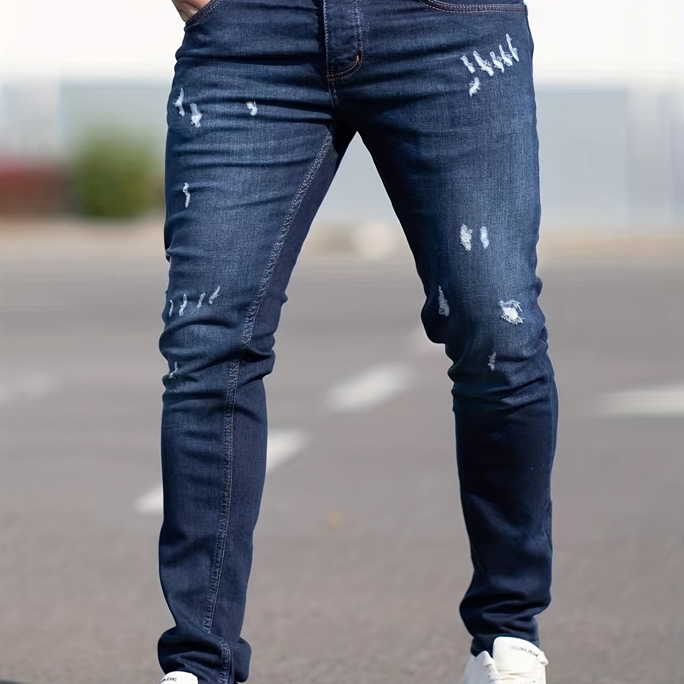 Mens Distressed Ripped Jeans Slim Fit