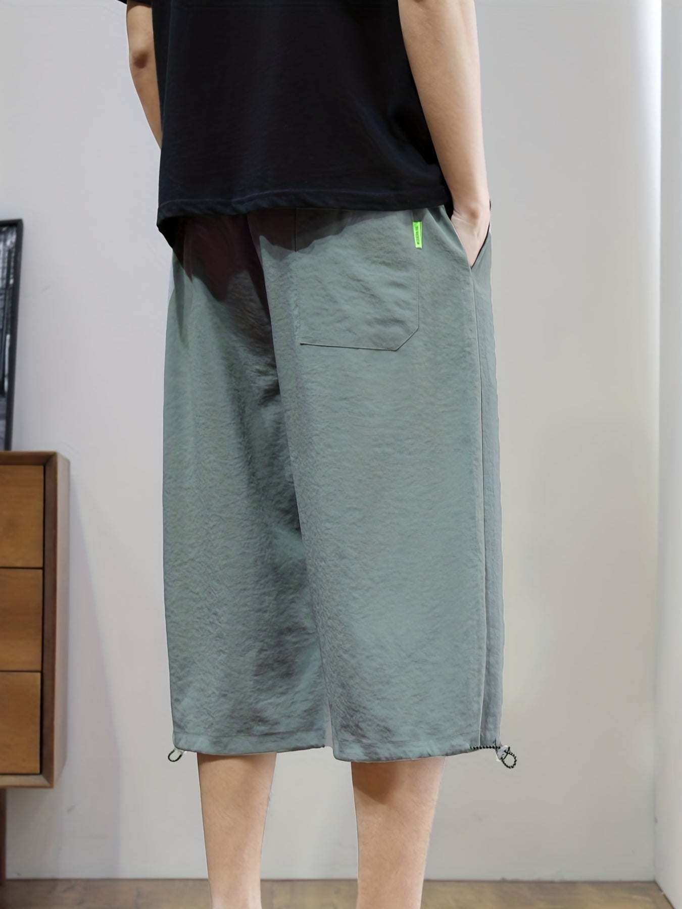 Men's Breathable Drawstring Waist Shorts Long Length Casual Summer