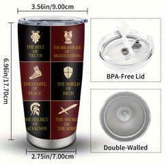 Christian God's Armor 20oz Stainless Steel Mug - Religious Inspiration Gift
