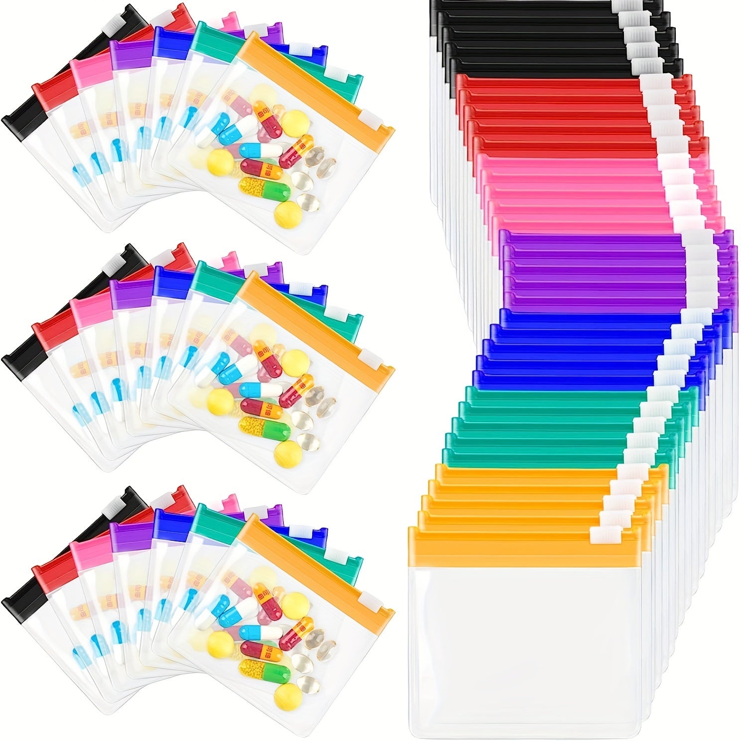 35PCS Portable Pill Pouch Bags Self Sealing Pill Bags for Travel Home Office
