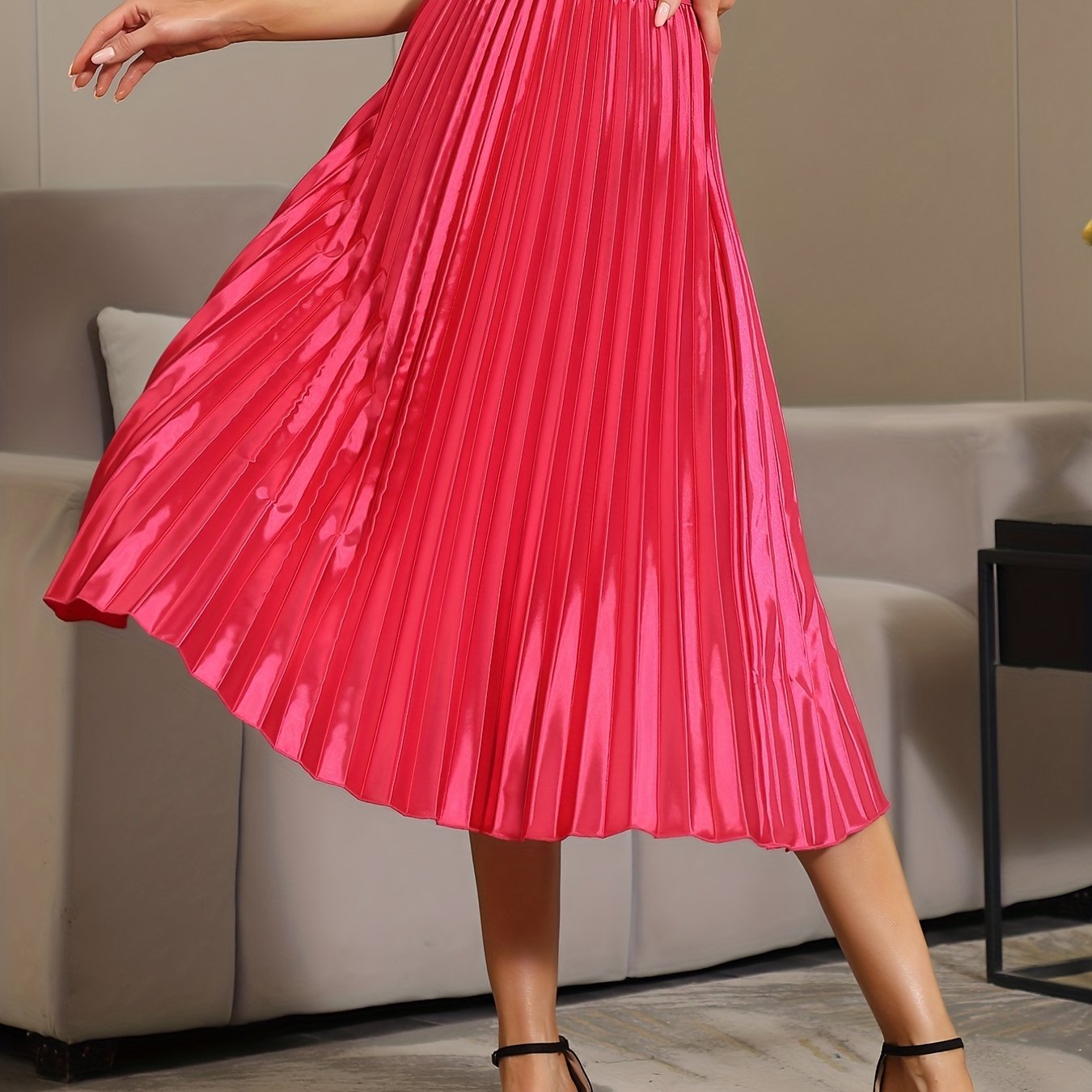 Elastic Waist Pleated Skirt for Women's Spring & Summer Clothing
