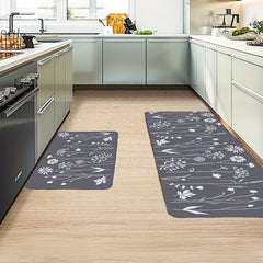 Floral Kitchen Floor Mat Non-slip Waterproof Dirt-resistant