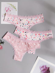 3 Pack Plus Size Lace Print Cheeky Panty Set